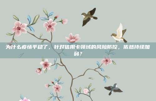 为什么疫情平稳了，针对信用卡领域的风险防控，依然持续加码？